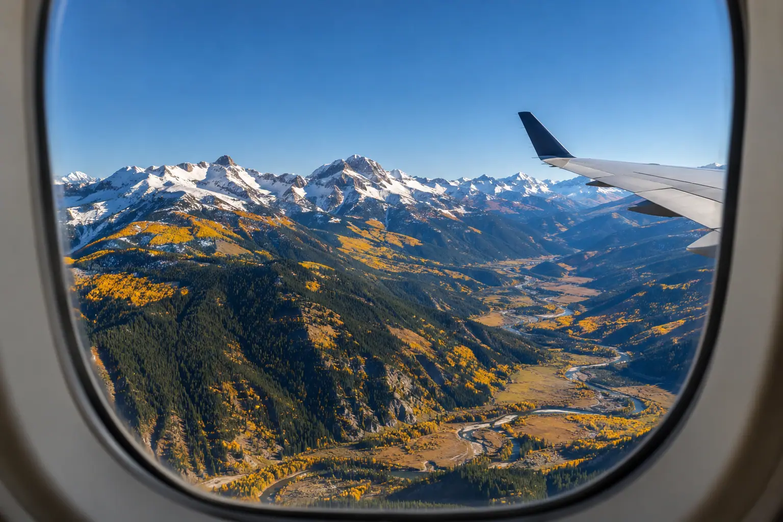 Aspen area from a private jet window