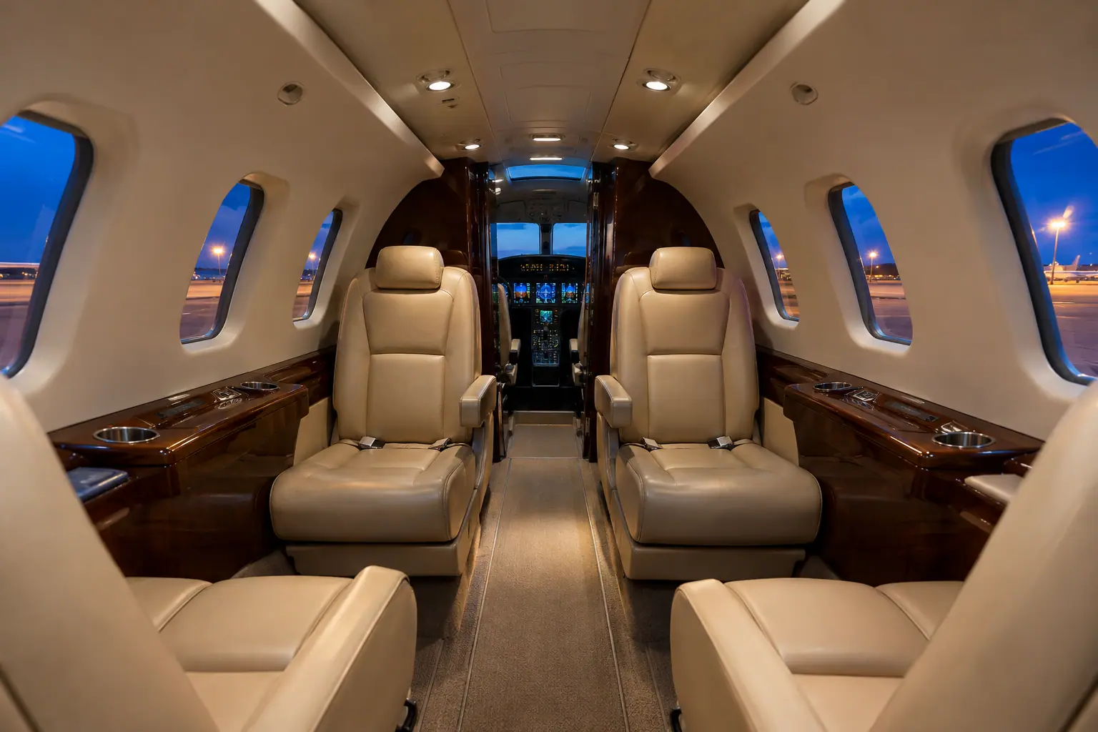 Midsize jet cabin interior